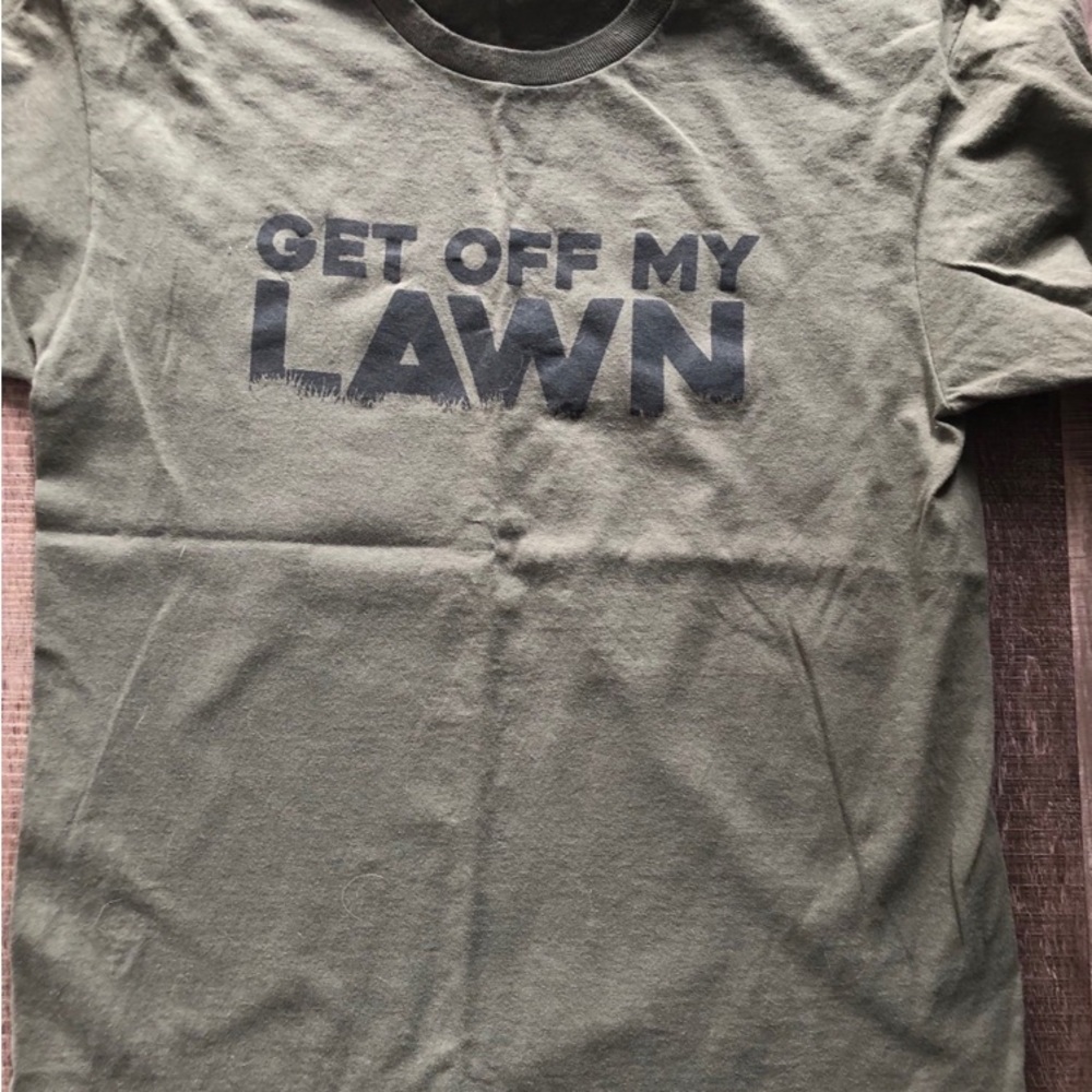 Olive Green Graphic dad T-Shirt - Get Off My Lawn
